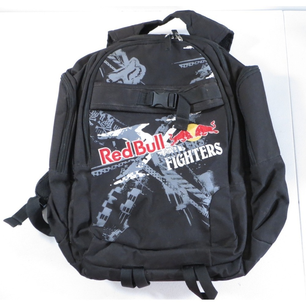 Fox Racing Redbull X Fighters Black Y2K Grunge Skater MMA Backpack Book Bag